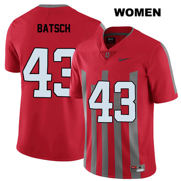 Ohio State Buckeyes Women's Ryan Batsch #43 Red Authentic Nike Elite College NCAA Stitched Football Jersey TU19V18NU